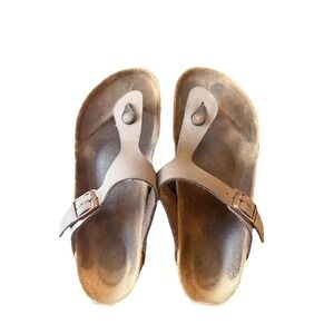 Birkenstock Sandals Womens Size 39 Brown Synthetic Gizeh Thong Buckle Strap
